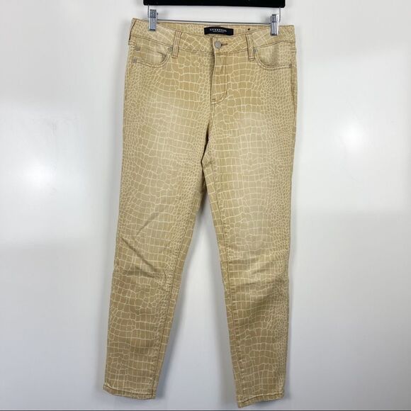Liverpool Jeans Company Tan Giraffe Animal Print Mid Rise Skinny Jeans Women's 8 - Picture 1 of 7